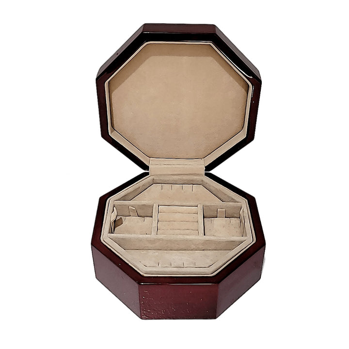 Octagonal Jewelry Box with Mahogany Finish