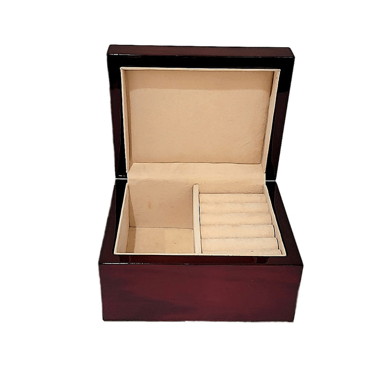 Burgundy Finished Oak Jewelry Box