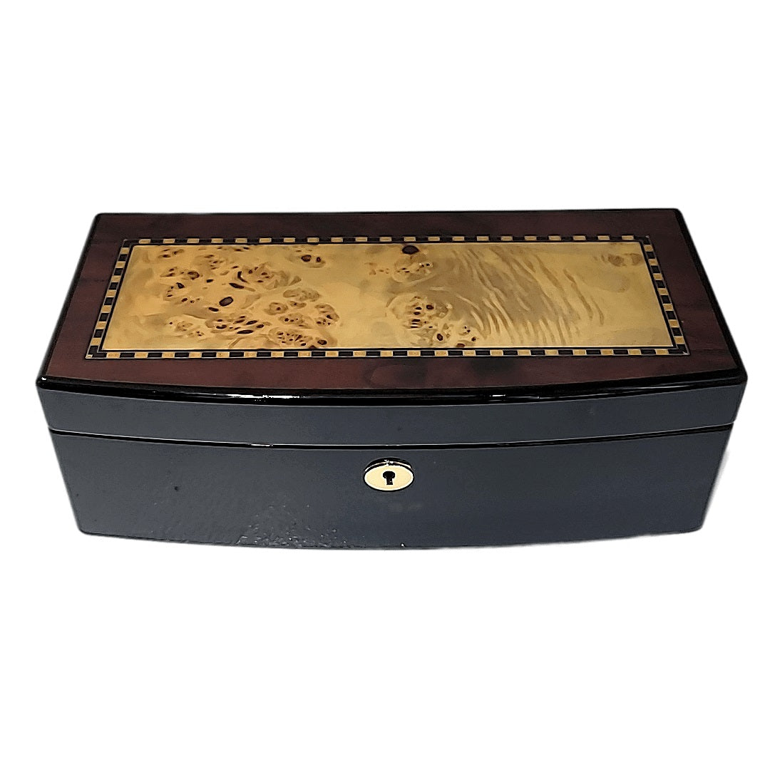Italian Inlay Burl Wood Jewelry Box