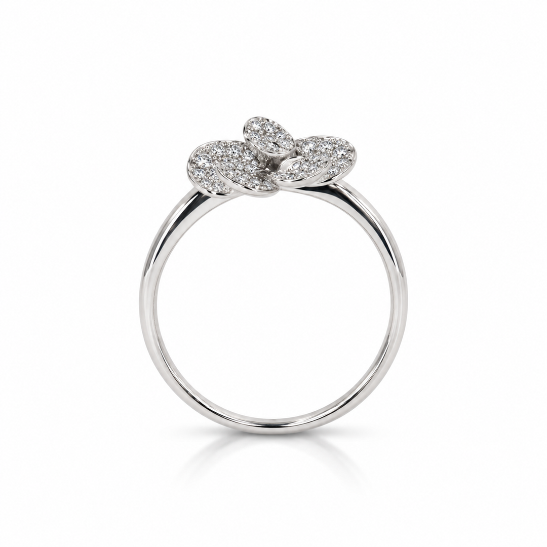 14K White Gold Natural Diamond Flower Ring (0.32 ctw)