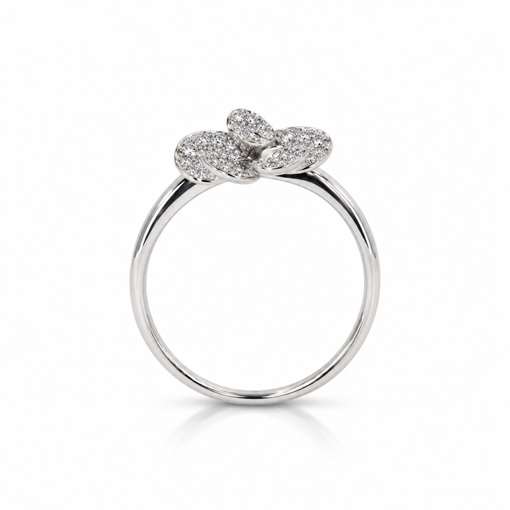 14K White Gold Natural Diamond Flower Ring (0.32 ctw)