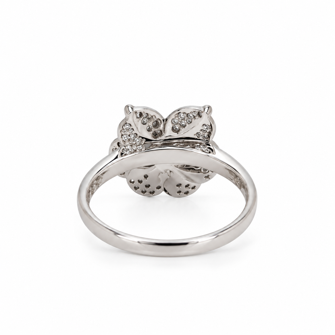 14K White Gold Natural Diamond Flower Ring (0.32 ctw)