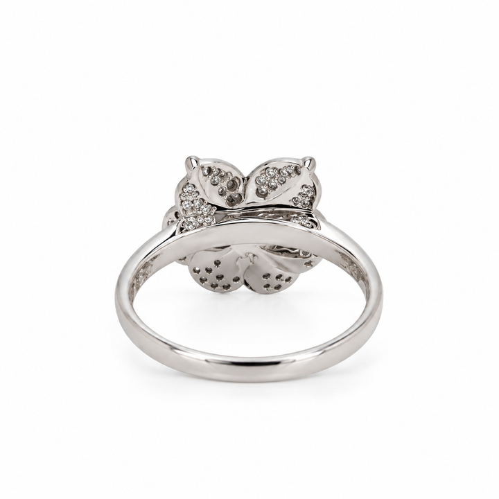 14K White Gold Natural Diamond Flower Ring (0.32 ctw)