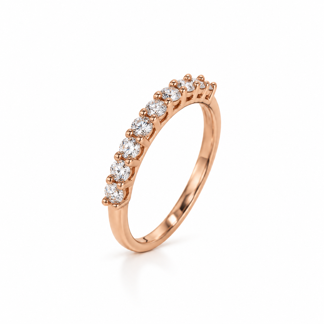 14K Gold Natural Diamond Half-Eternity Stacking Wedding Band (0.45 ctw)
