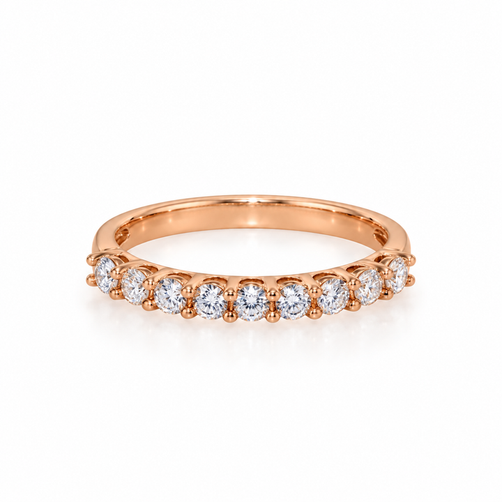 14K Gold Natural Diamond Half-Eternity Stacking Wedding Band (0.45 ctw)