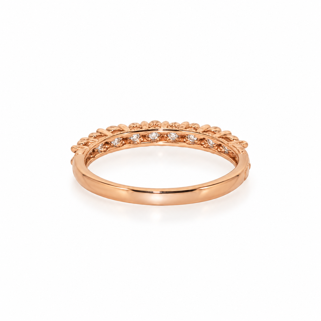 14K Gold Natural Diamond Half-Eternity Stacking Wedding Band (0.45 ctw)
