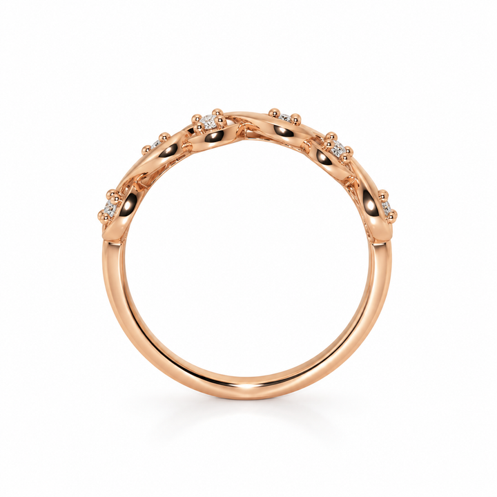14K Gold Natural Diamond Infinity Twist Stacking Band (0.12 ctw)