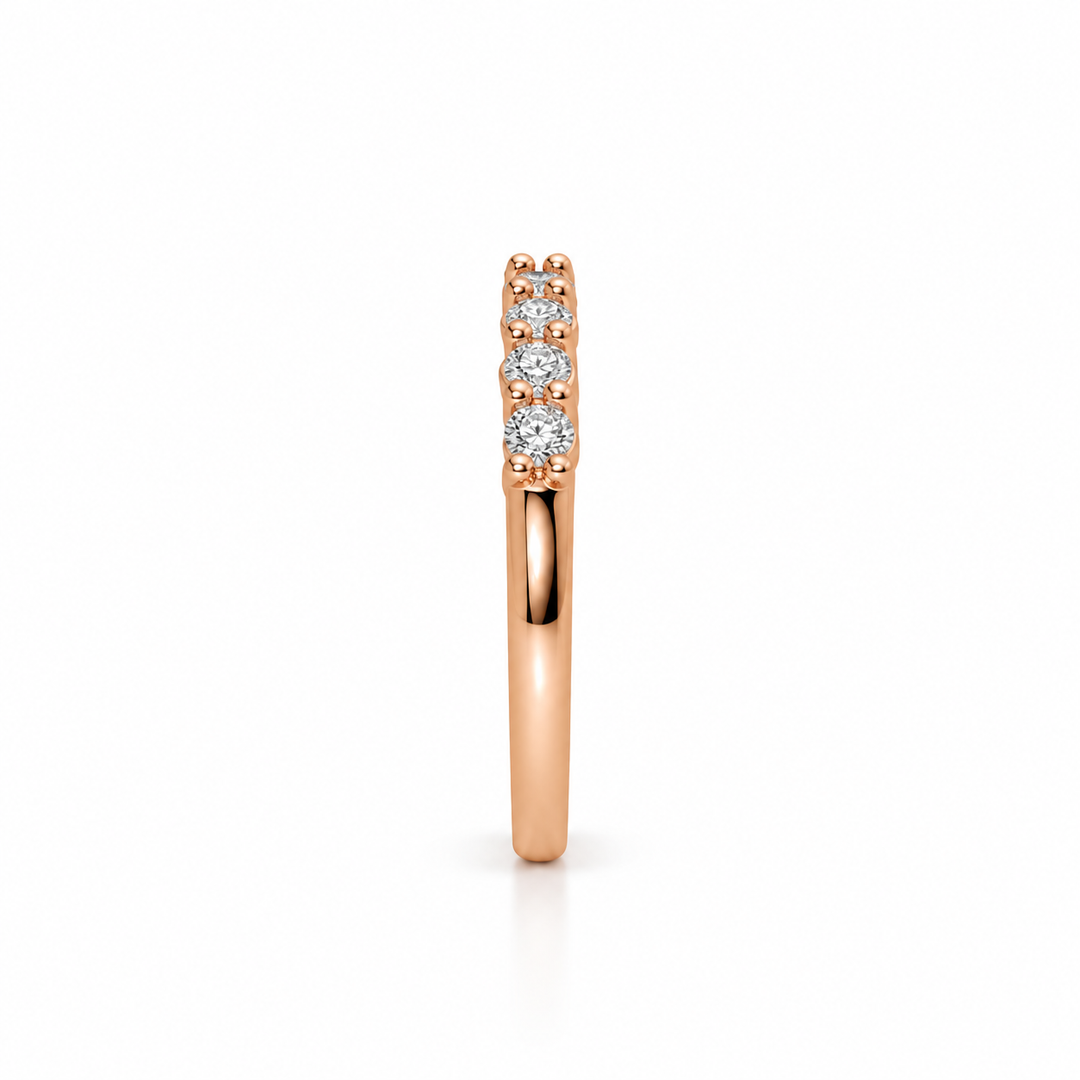 14K Gold Natural Diamond Half-Eternity Stacking Wedding Band (0.45 ctw)