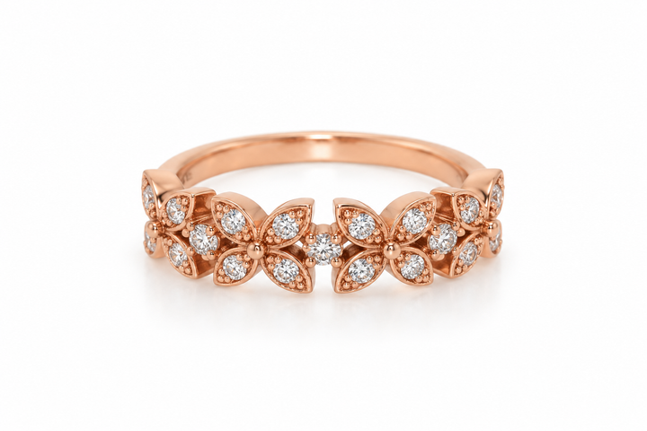 14K Gold Diamond Floral Stacking Ring (0.25 ctw)