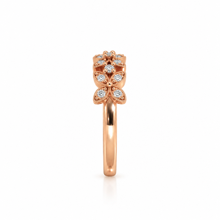 14K Gold Diamond Floral Stacking Ring (0.25 ctw)