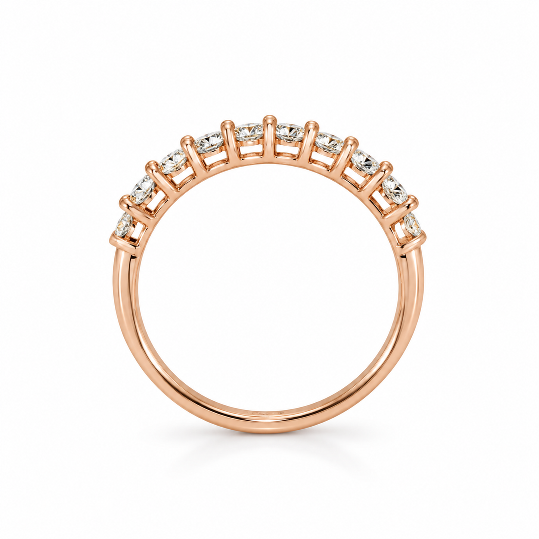 14K Gold Natural Diamond Half-Eternity Stacking Wedding Band (0.45 ctw)