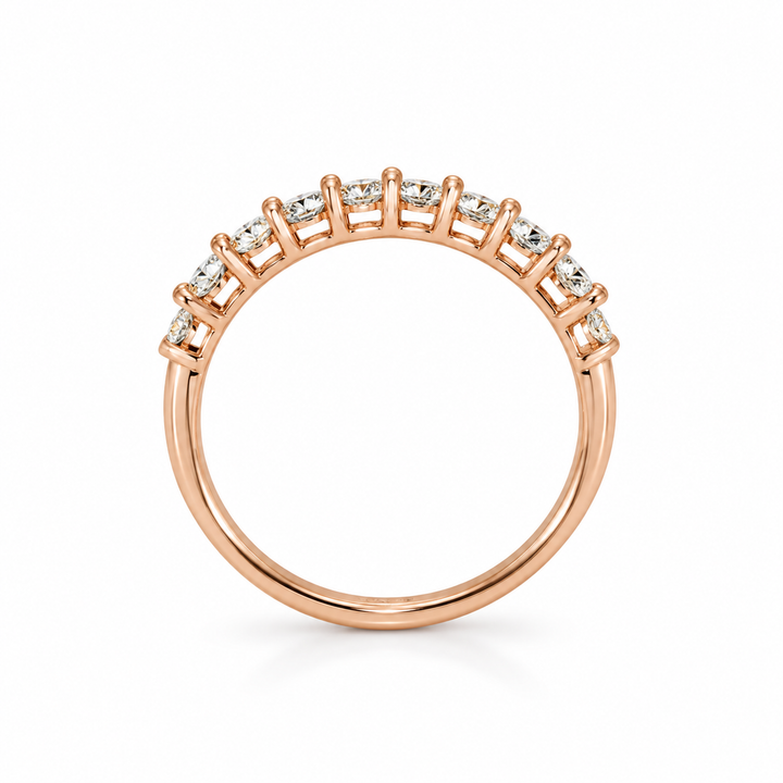 14K Gold Natural Diamond Half-Eternity Stacking Wedding Band (0.45 ctw)