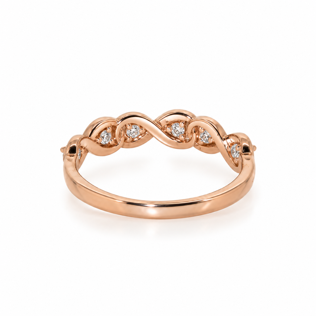 14K Gold Natural Diamond Infinity Twist Stacking Band (0.12 ctw)