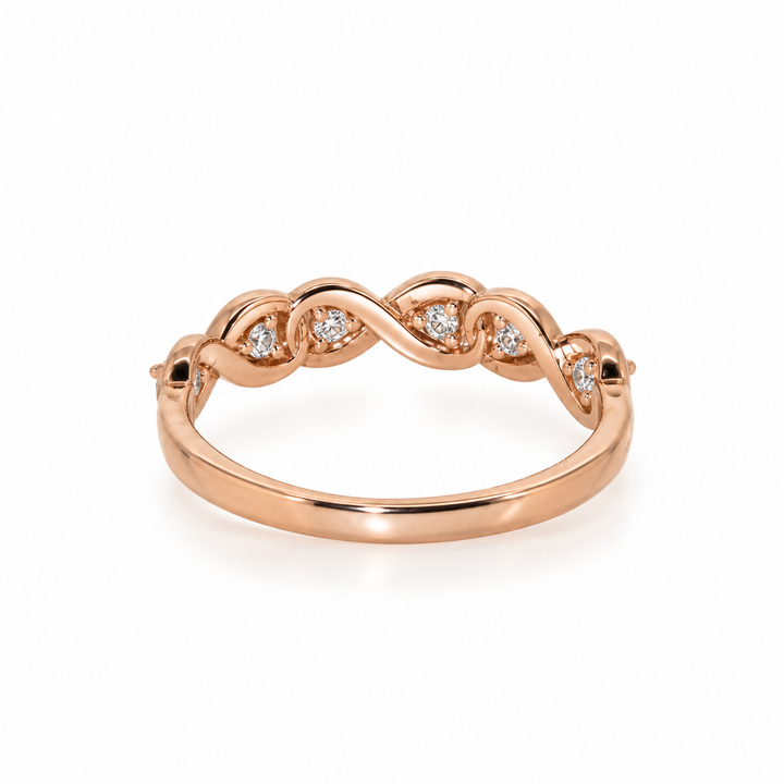 14K Gold Natural Diamond Infinity Twist Stacking Band (0.12 ctw)