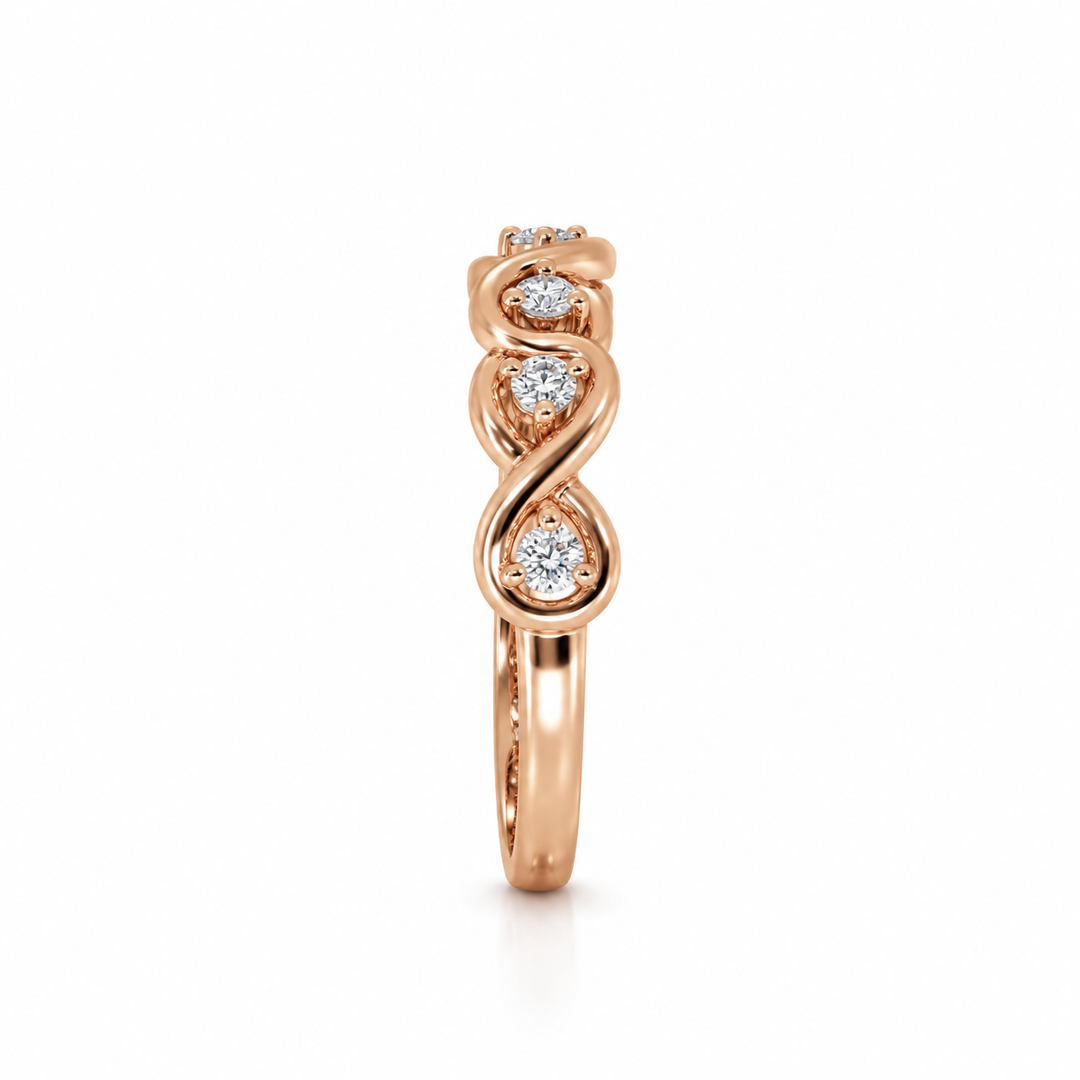 14K Gold Natural Diamond Infinity Twist Stacking Band (0.12 ctw)