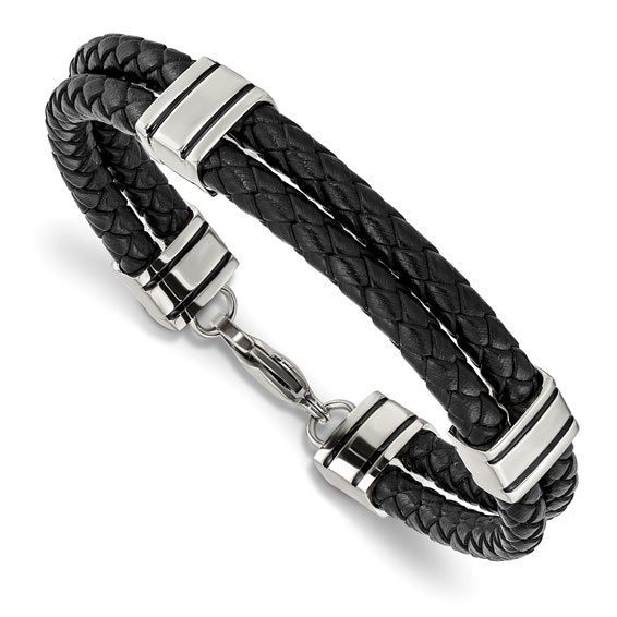 Stainless Steel Braided Leather Bracelet