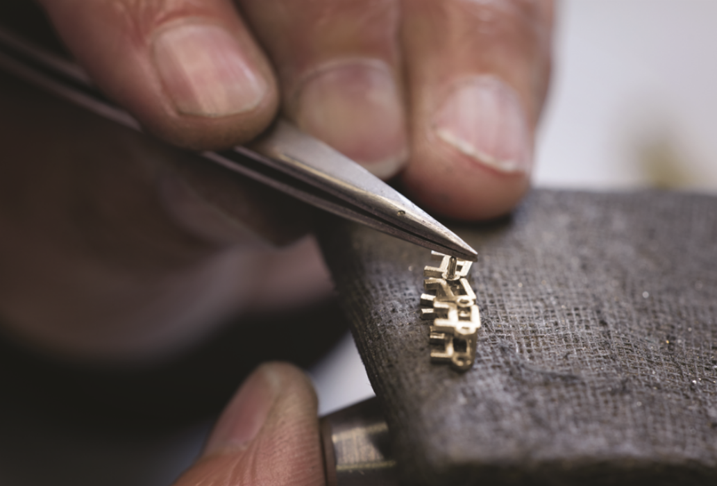 Close up of Terry Balgobin Master Goldsmith creating custom jewellery