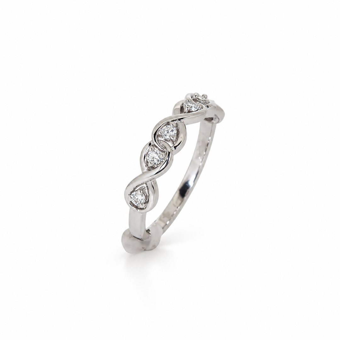 14K Gold Natural Diamond Infinity Twist Stacking Band (0.12 ctw)