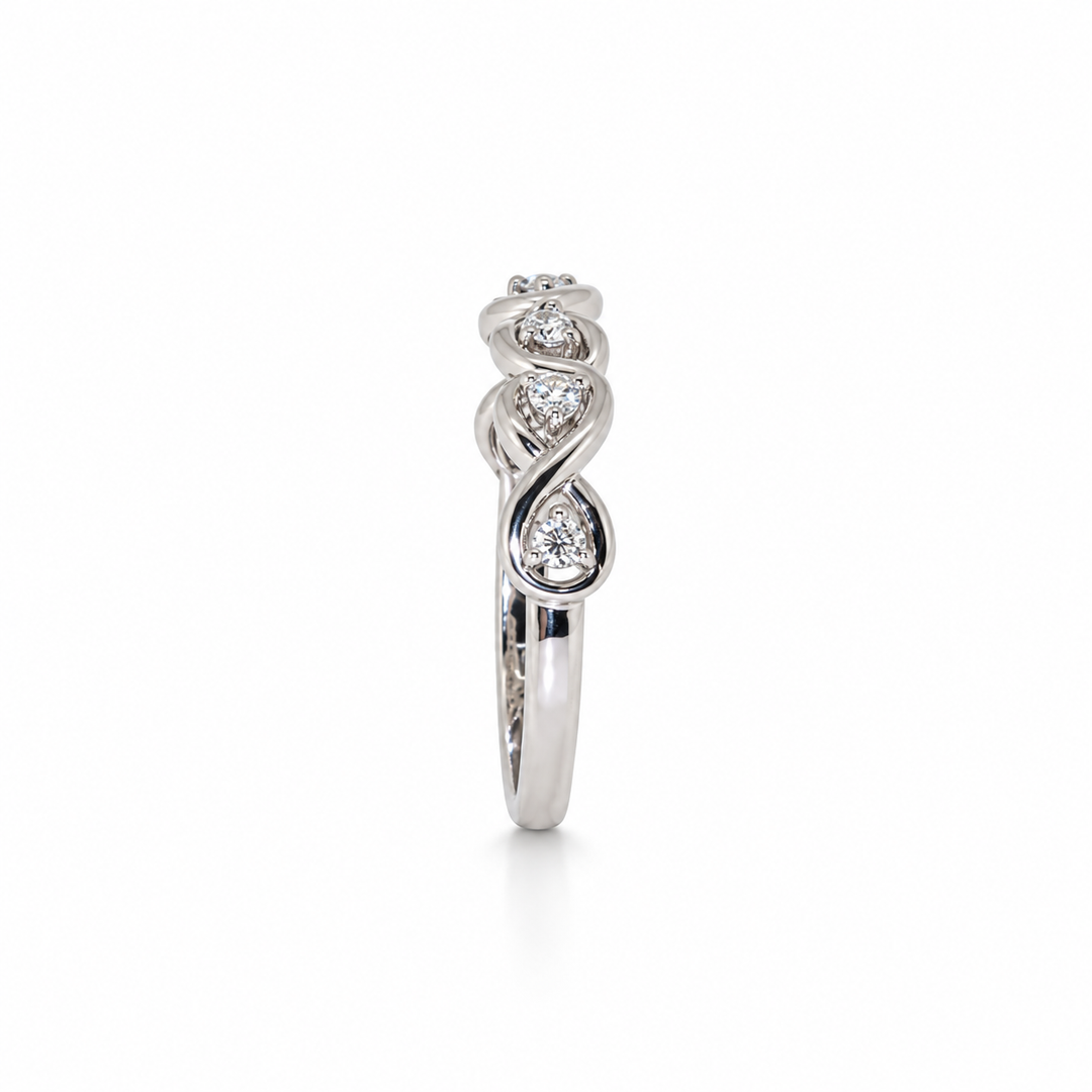 14K Gold Natural Diamond Infinity Twist Stacking Band (0.12 ctw)