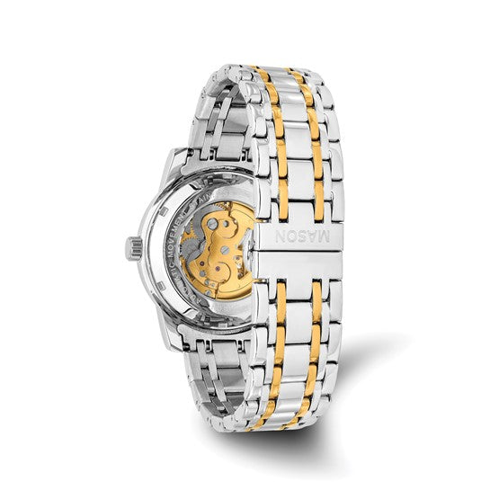 Stainless Steel Two-tone Gold-plated Crystal Skeleton Movement