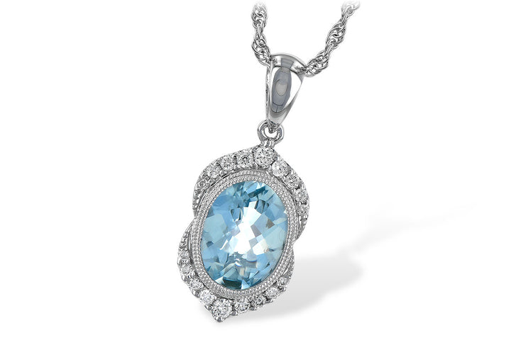 Aquamarine Pendant with Diamond Accents in 14k Gold
