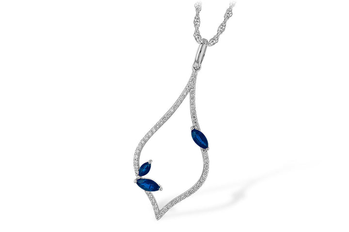 Blue Sapphire and Diamond Pendant in 14k Gold