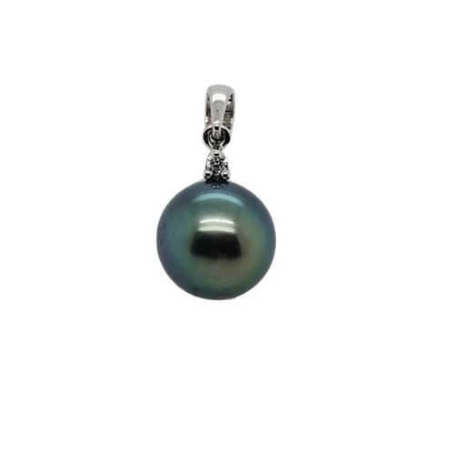 Black Pearl Pendant with Diamond accent