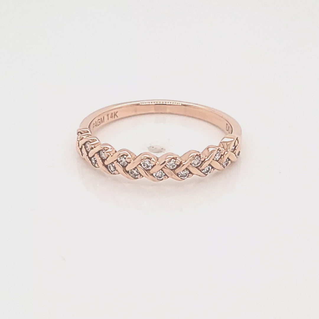 Rose Gold Diamond Braided Hearts Band