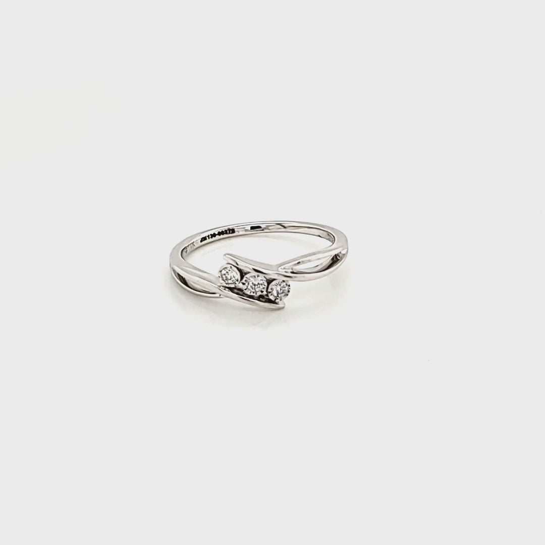 Three Stone Bypass Diamond Ring in 14k Gold