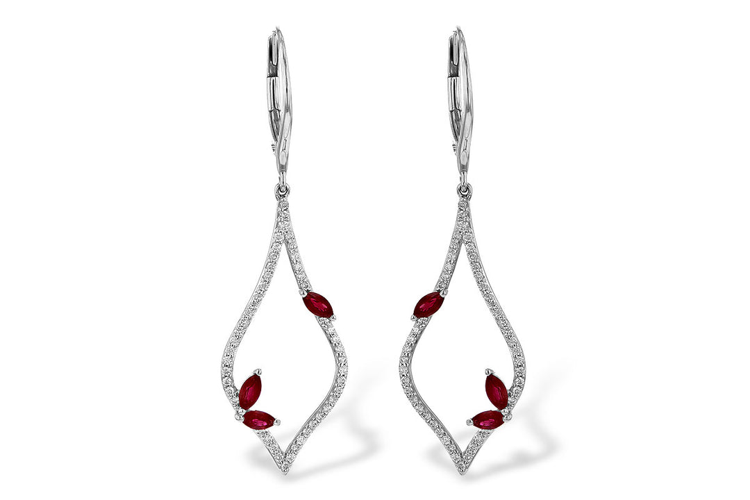 Diamond and Ruby Earrings in 14k Gold