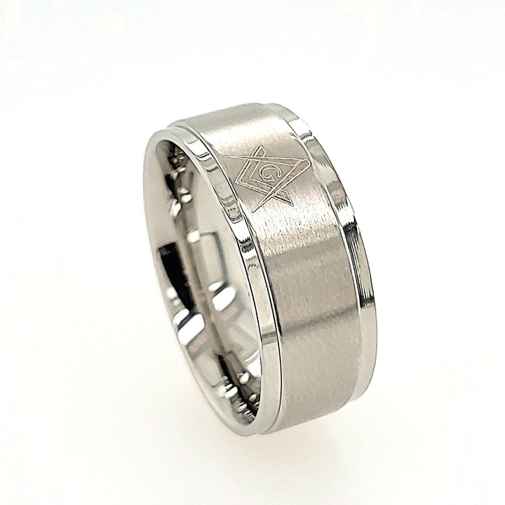 Stainless Steel Masonic Ring with Satin Finish