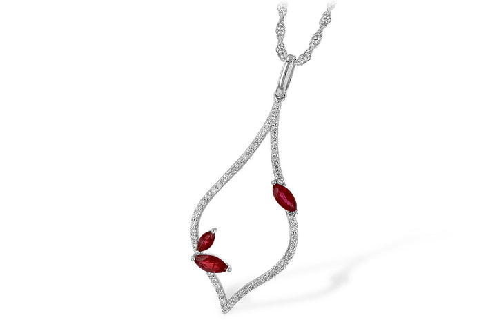Ruby and Diamond Pendant in 14k Gold