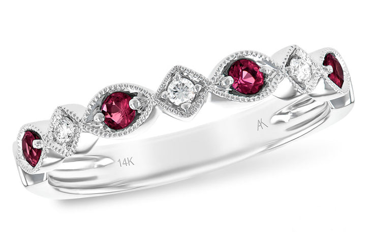 Ruby and Diamond Ring in 14k White Gold
