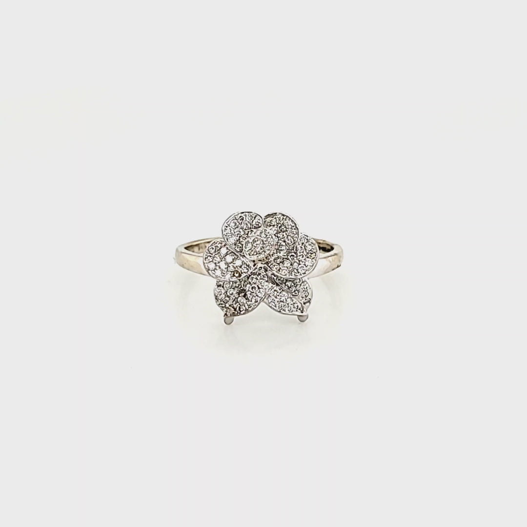 14K White Gold Natural Diamond Flower Ring (0.32 ctw)