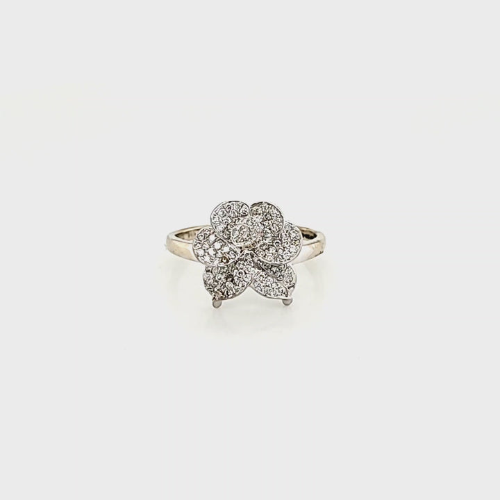 14K White Gold Natural Diamond Flower Ring (0.32 ctw)