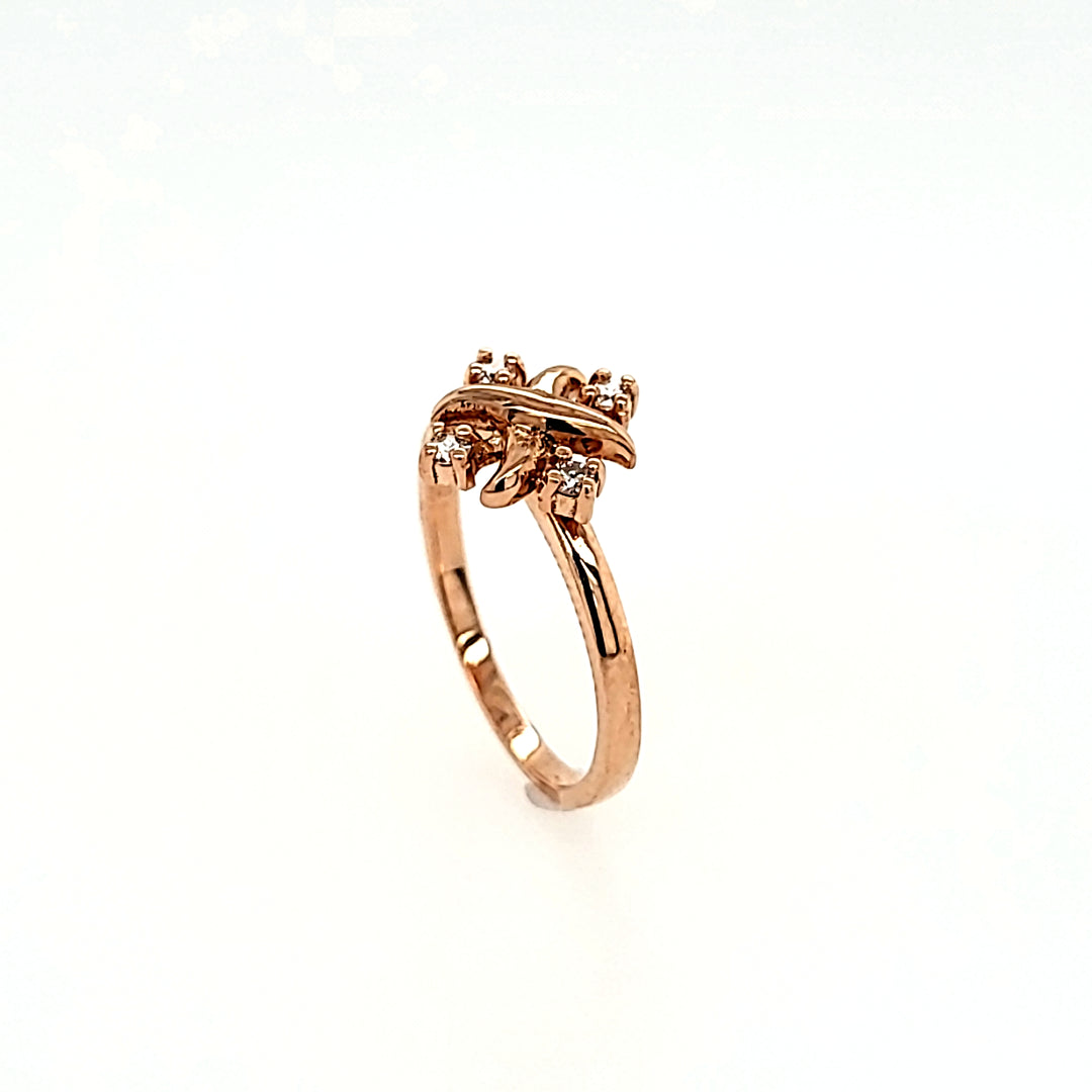Intricate Four Stone Diamond Ring in 14k Gold