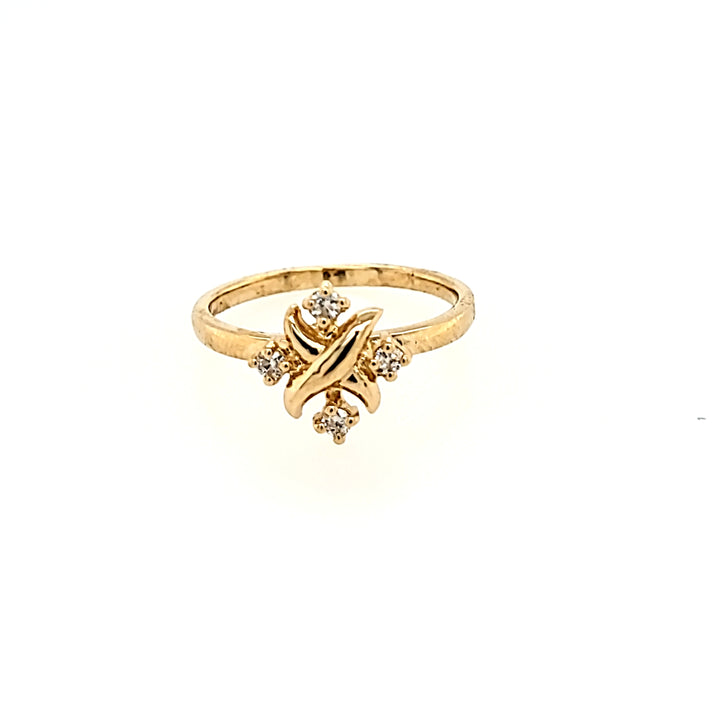 Intricate Four Stone Diamond Ring in 14k Gold