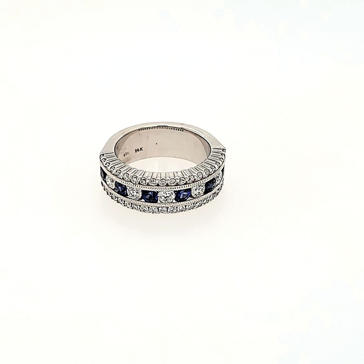 Blue Sapphire and Diamond Ring in 14k Gold