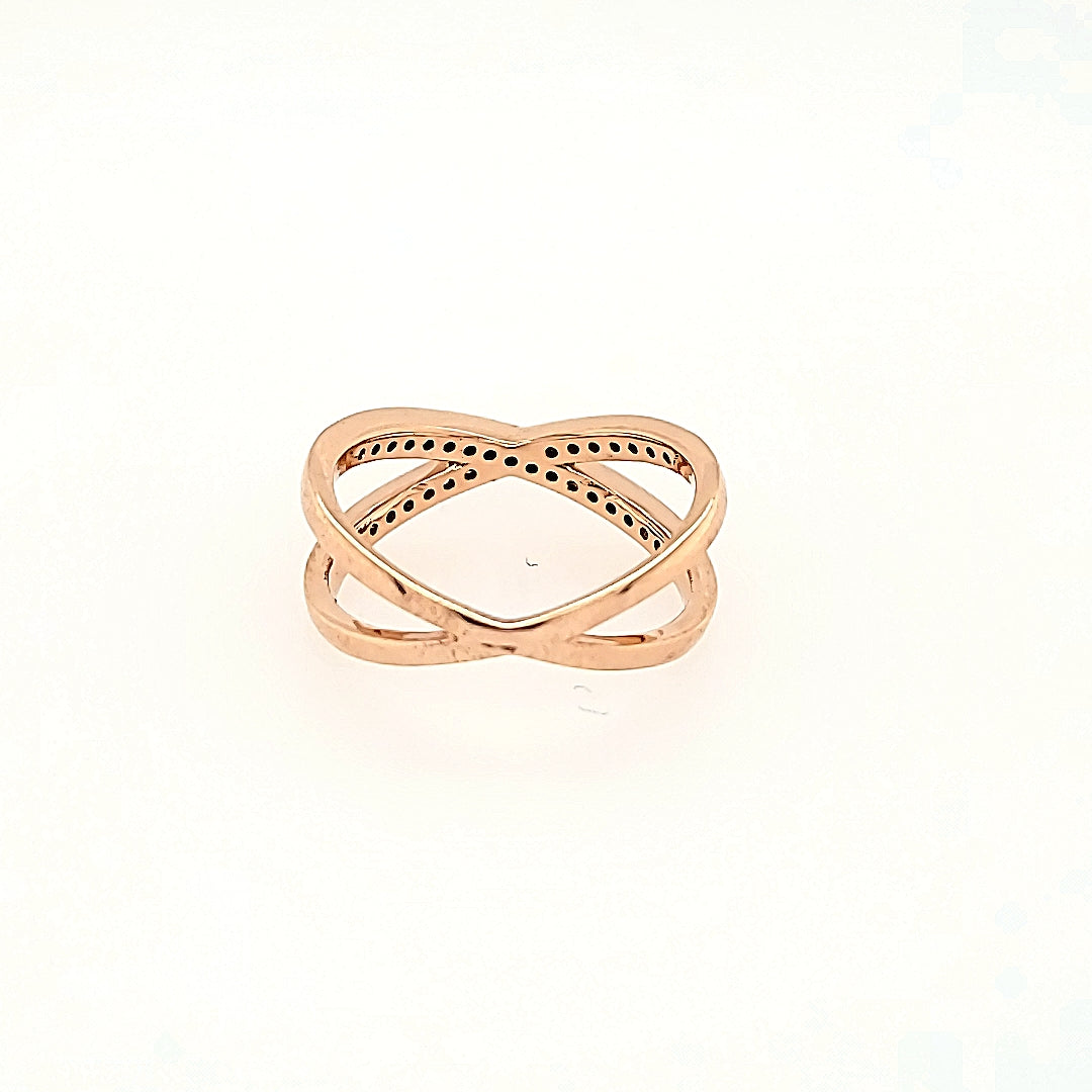Diamond Cross Over Ring in 14k Gold