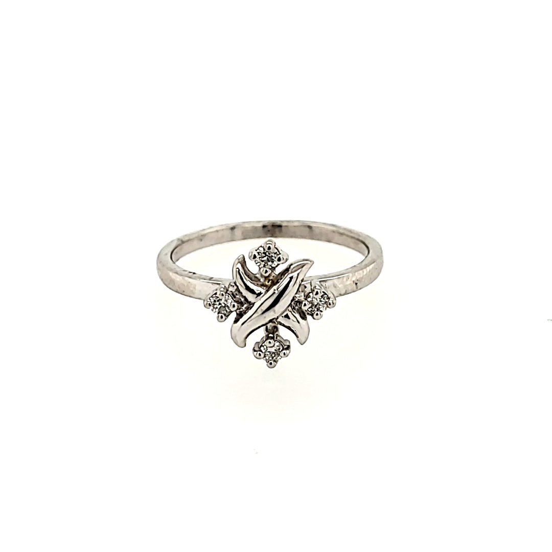 Intricate Four Stone Diamond Ring in 14k Gold