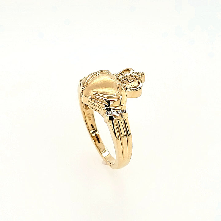 Claddagh Ring with Diamonds in 14k Gold