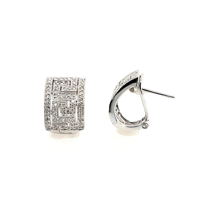 Greek Key Inspired Diamond Earrings in 18k Gold