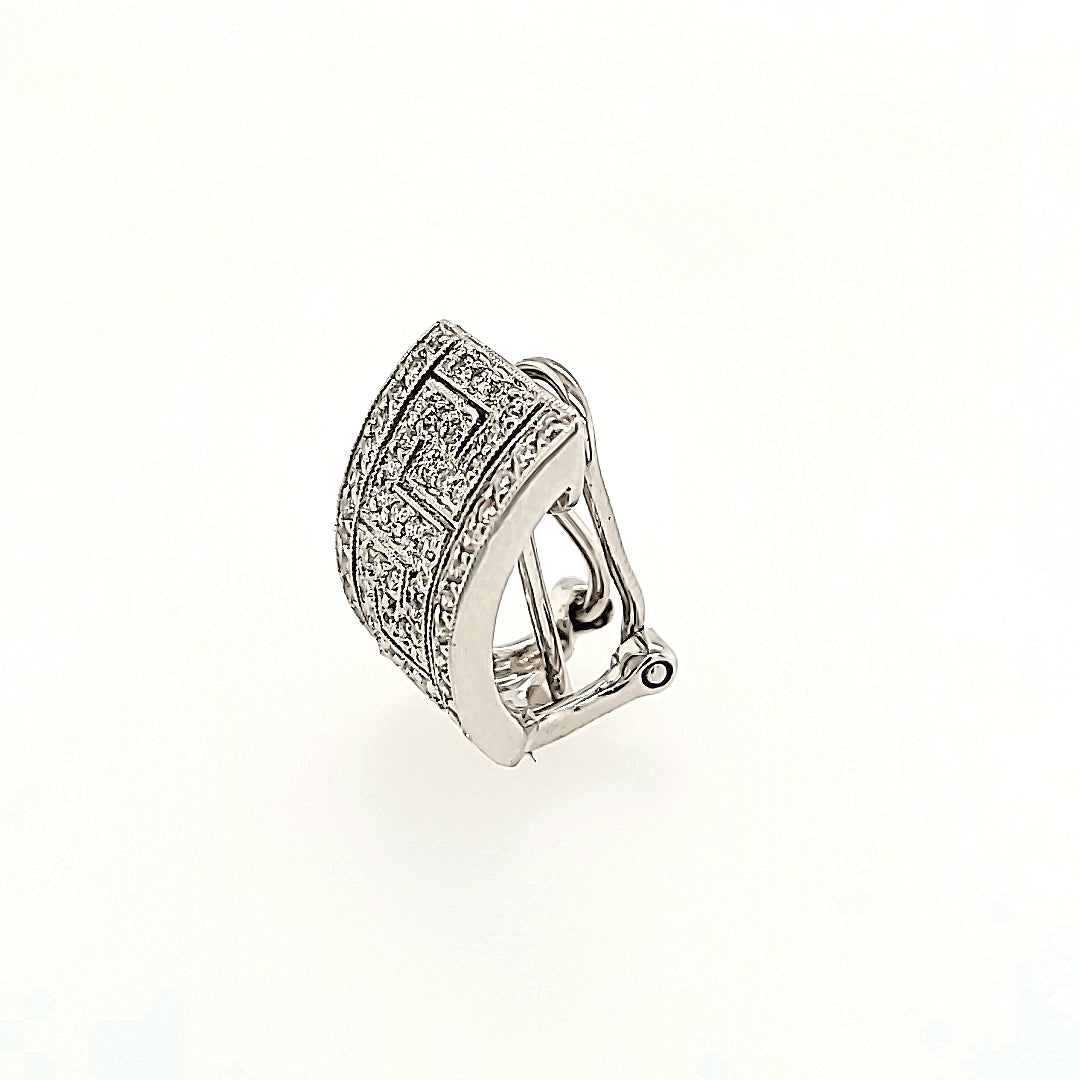 Greek Key Inspired Diamond Earrings in 18k Gold