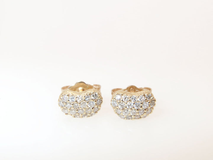 Bean Diamond Studs in 14k Gold