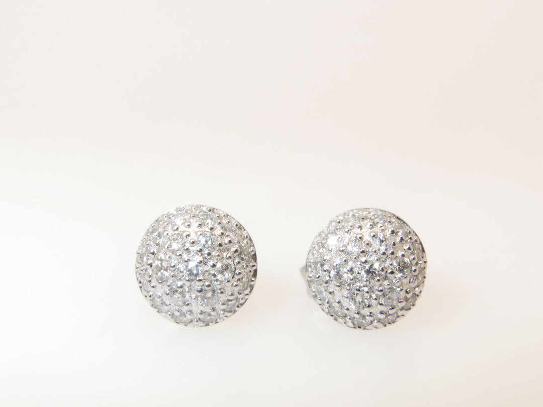 Diamond Button Style Earrings in 14k Gold