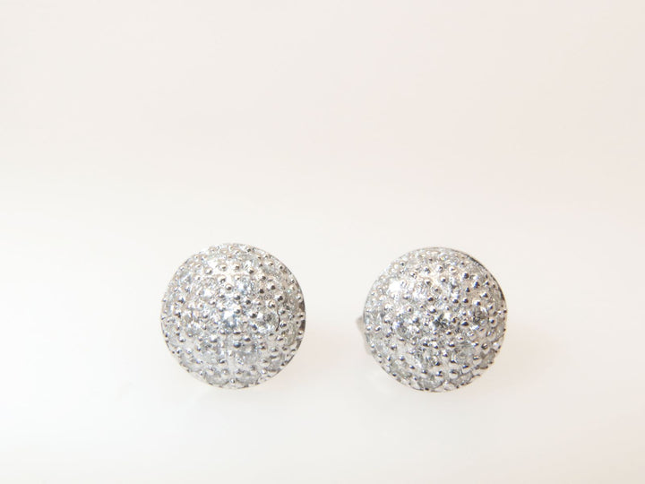 Diamond Button Style Earrings in 14k Gold