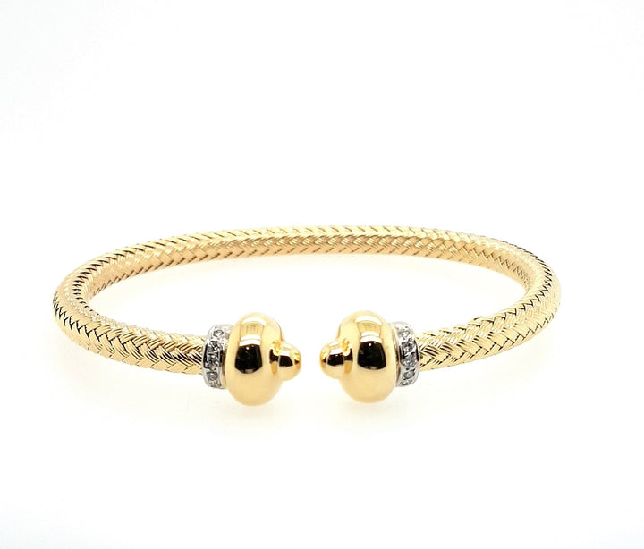 Woven Bangle with Diamonds in 14k Gold