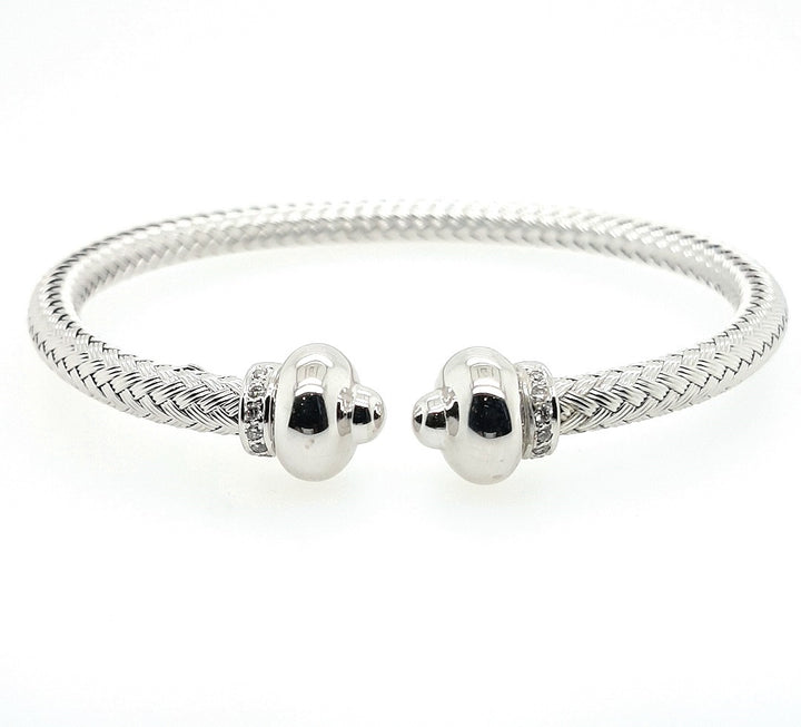 Woven Bangle with Diamonds in 14k Gold