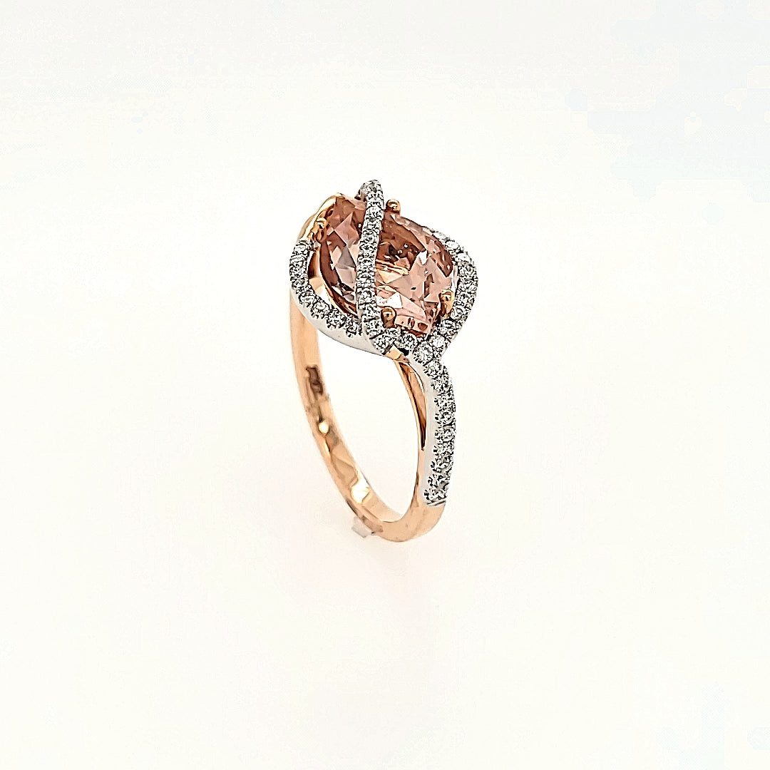 Morganite Ring with Diamond Accents in 14k Gold