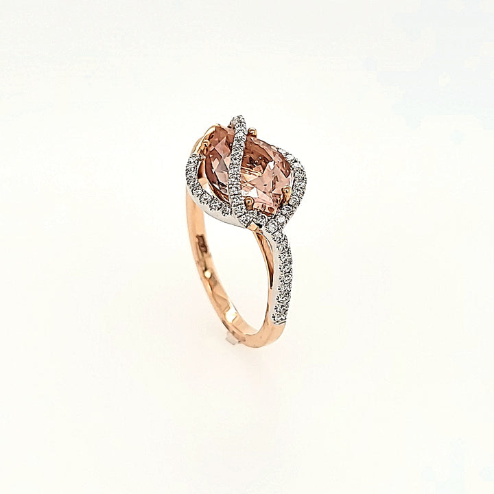 Morganite Ring with Diamond Accents in 14k Gold